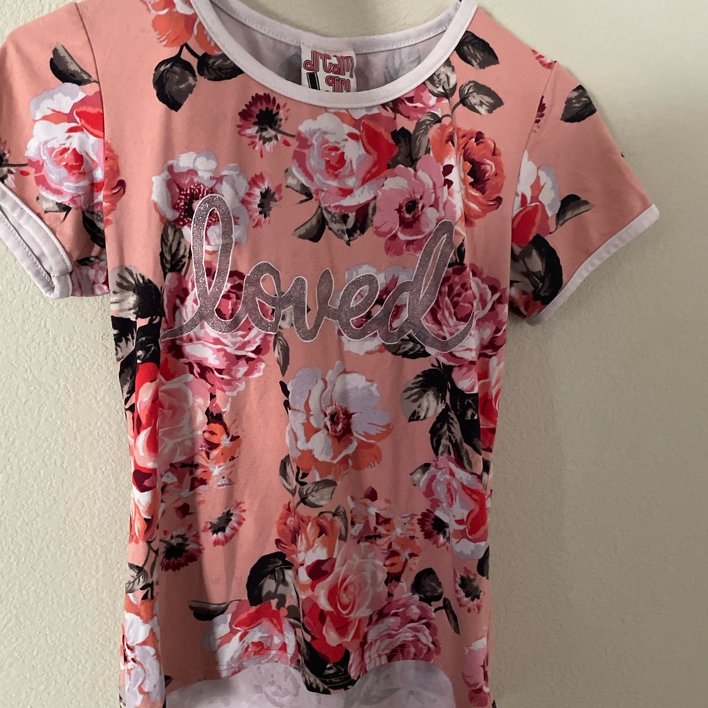 Justice Pink Floral 'Loved' T-Shirt